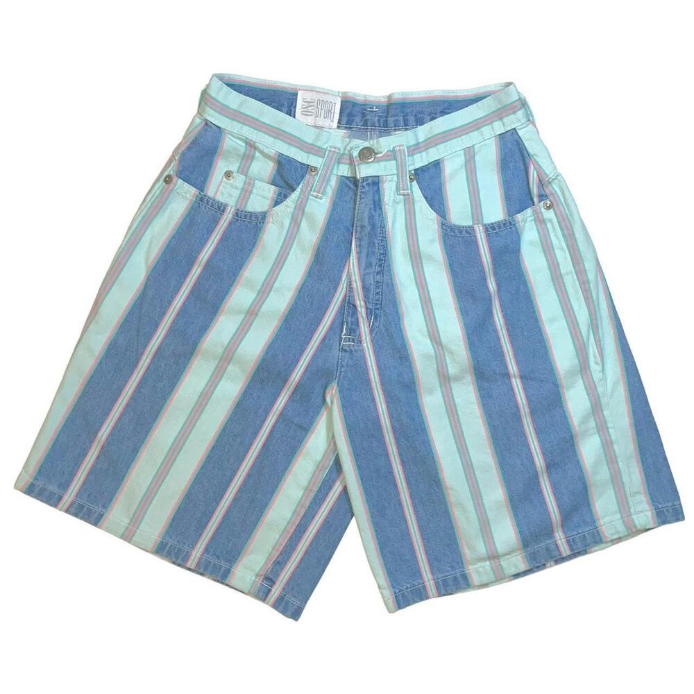 Vtg striped denim mom shorts
